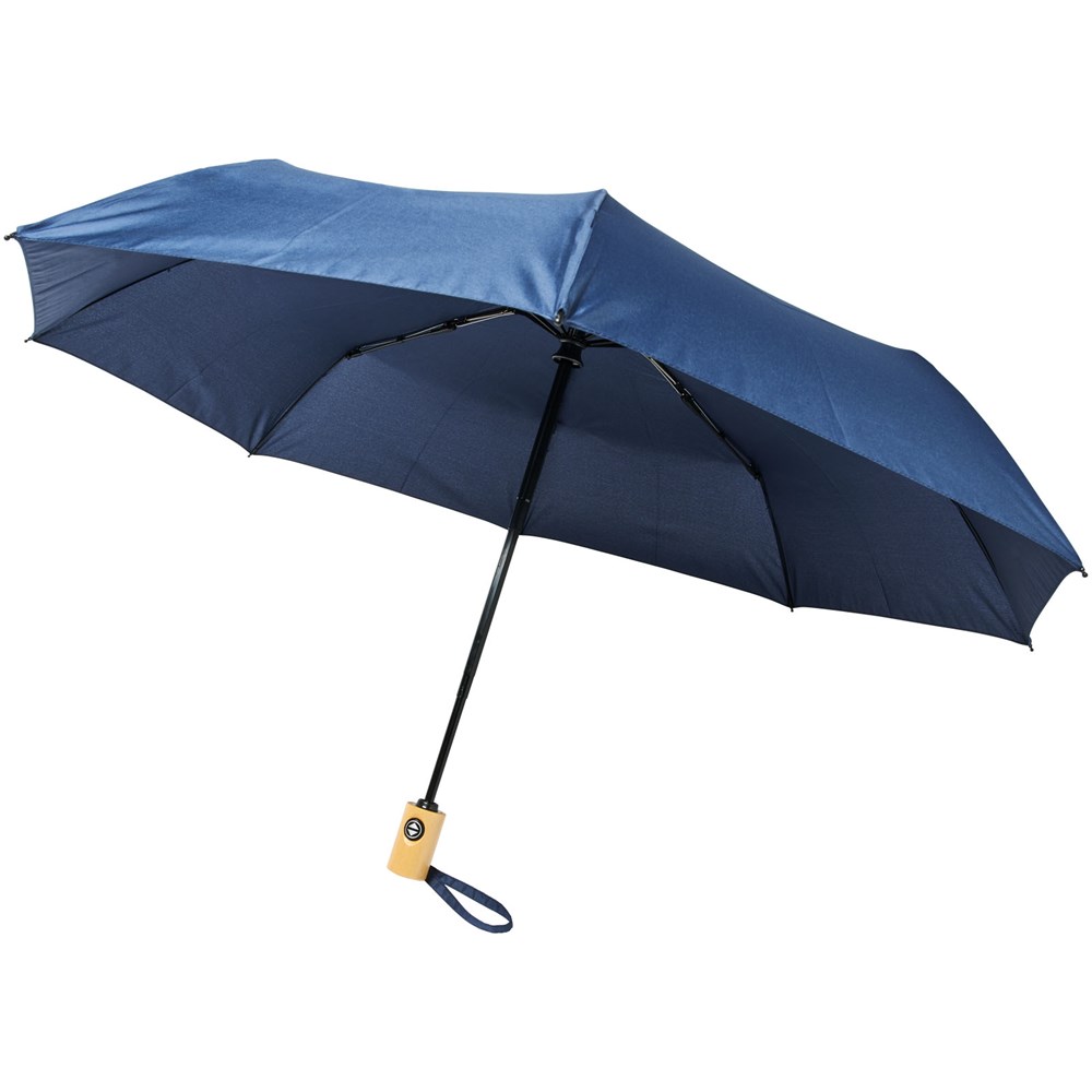 Bo 53 cm fuldautomatisk paraply af genbrugs-PET - Marineblå