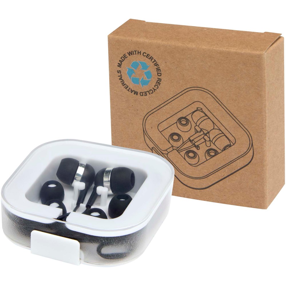 Baekdu kabelforbundet Type-C headset med opbevaringsboks af genvundet plast - Ensfarvet sort