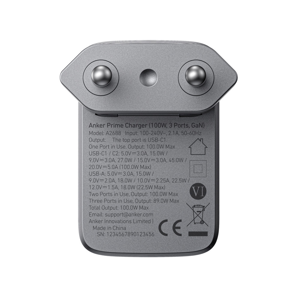 Anker Prime-oplader (100W, 3 porte, GaN)