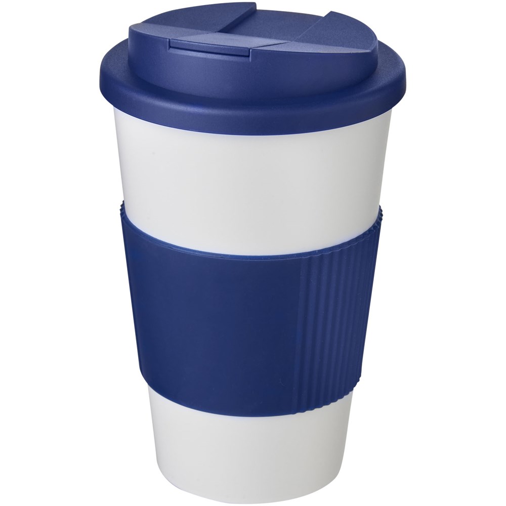 Americano® 350 ml termokrus med grip og spildtæt låg - Hvid, Blå